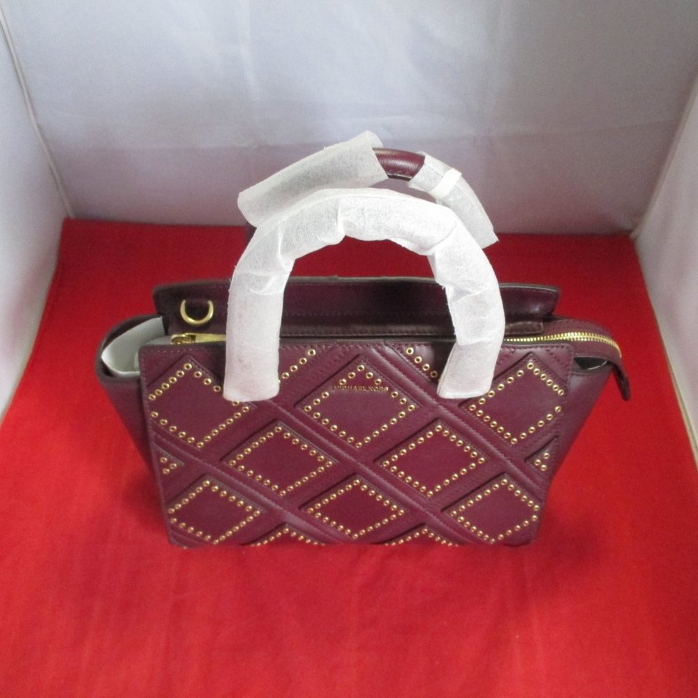 Michael Kors Selma Medium Grommet Top Zip Satchel $498 Plum #051 - Picture 7 of 15